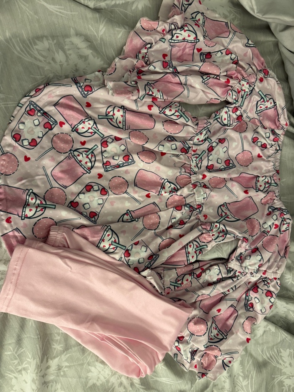 Pink Milkshake Print Satin Top
